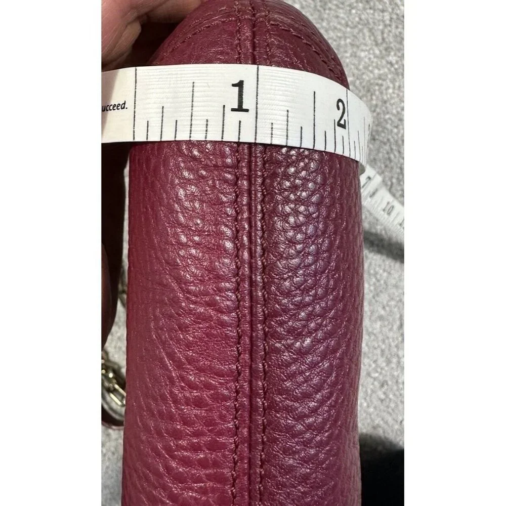 Tory Burch Burgundy Pebbled Leather Chain Shoulder Bag